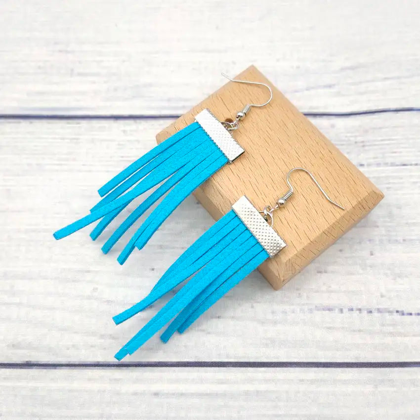 Western Fashion Women's New Suede Fringe Dangle Leather Tassel Earrings Handmade Geometric Boho Jewelry Wholesale