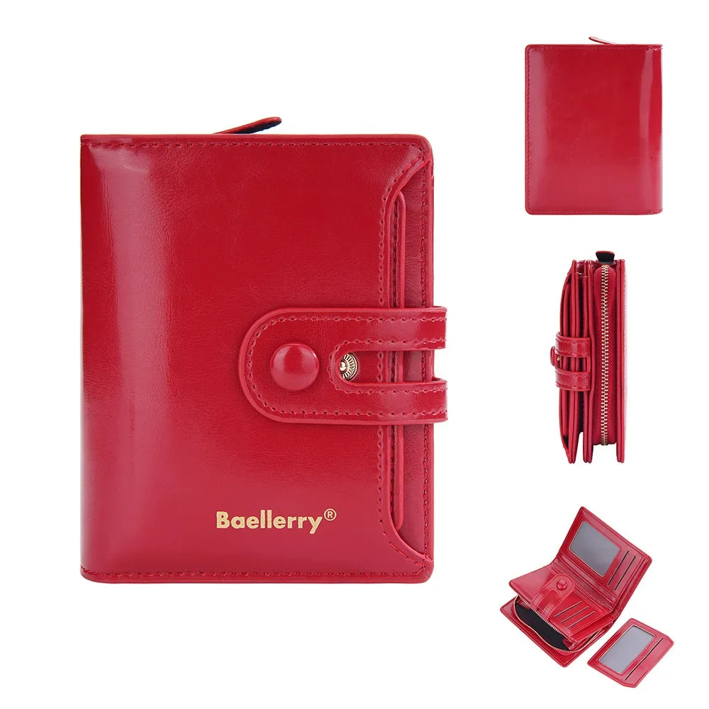 Women Wallets Large Capacity Female Leather Coin Purses Hasp Clutch ID Credit Card Holder Purse Money Bag Red Wallet for Woman