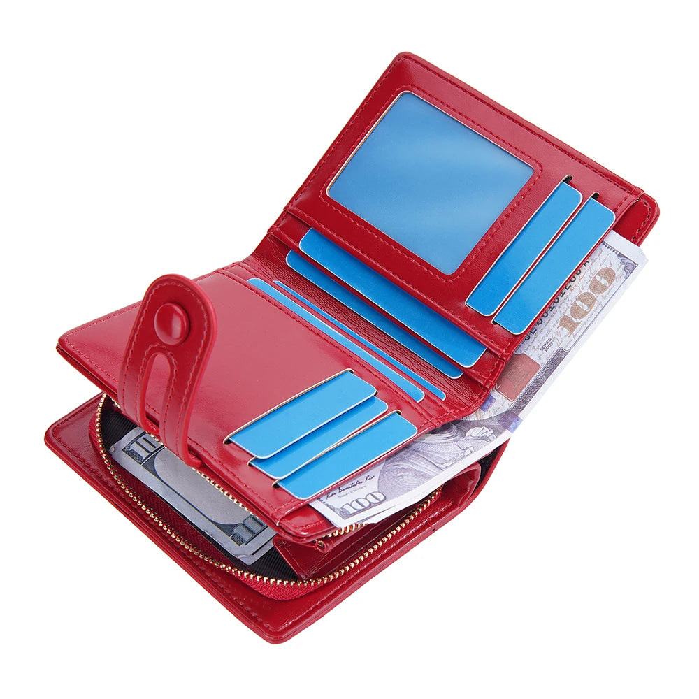Women Wallets Large Capacity Female Leather Coin Purses Hasp Clutch ID Credit Card Holder Purse Money Bag Red Wallet for Woman