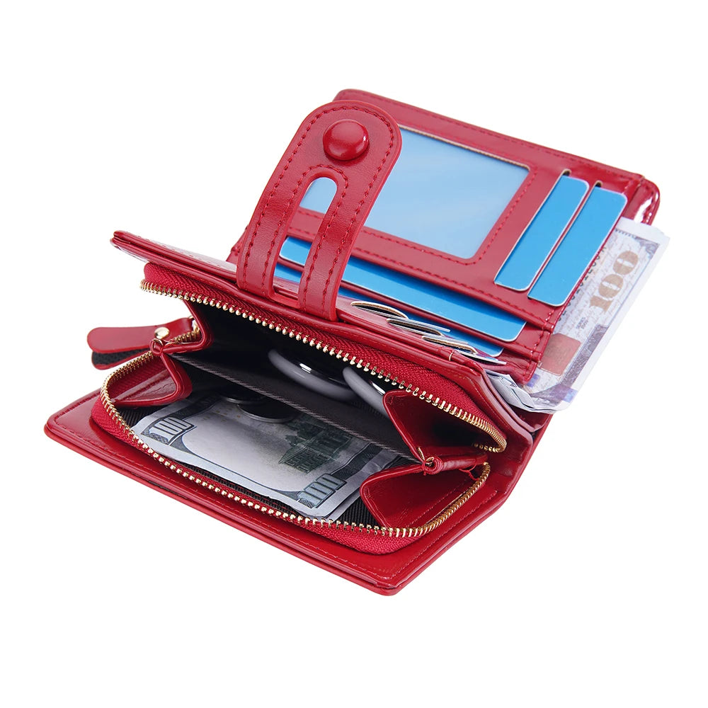 Women Wallets Large Capacity Female Leather Coin Purses Hasp Clutch ID Credit Card Holder Purse Money Bag Red Wallet for Woman