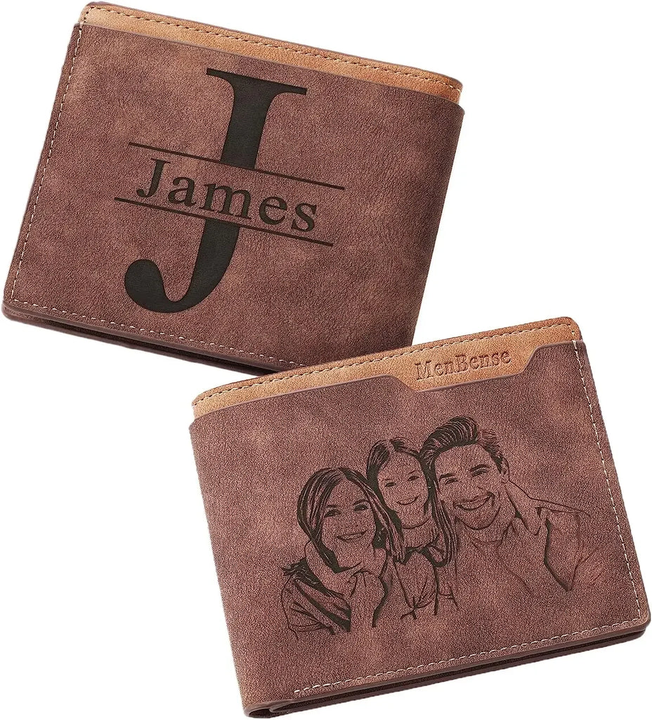Personalized Wallets for Men With Photo & Name, Custom Picture & Name Wallet for Men, Husband BF Dad Son Friend Groomsmen Gifts