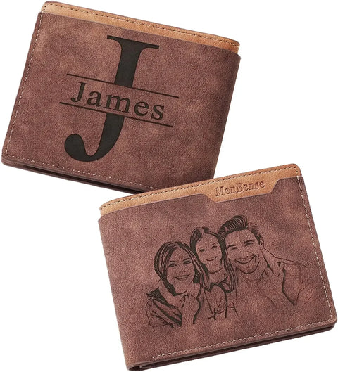 Personalized Wallets for Men With Photo & Name, Custom Picture & Name Wallet for Men, Husband BF Dad Son Friend Groomsmen Gifts