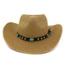 Western style straw hat in khaki color