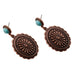 Copper round Concho with a turquoise resin stud earrings