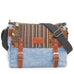 Denim fabric handbag with long shoulder strap