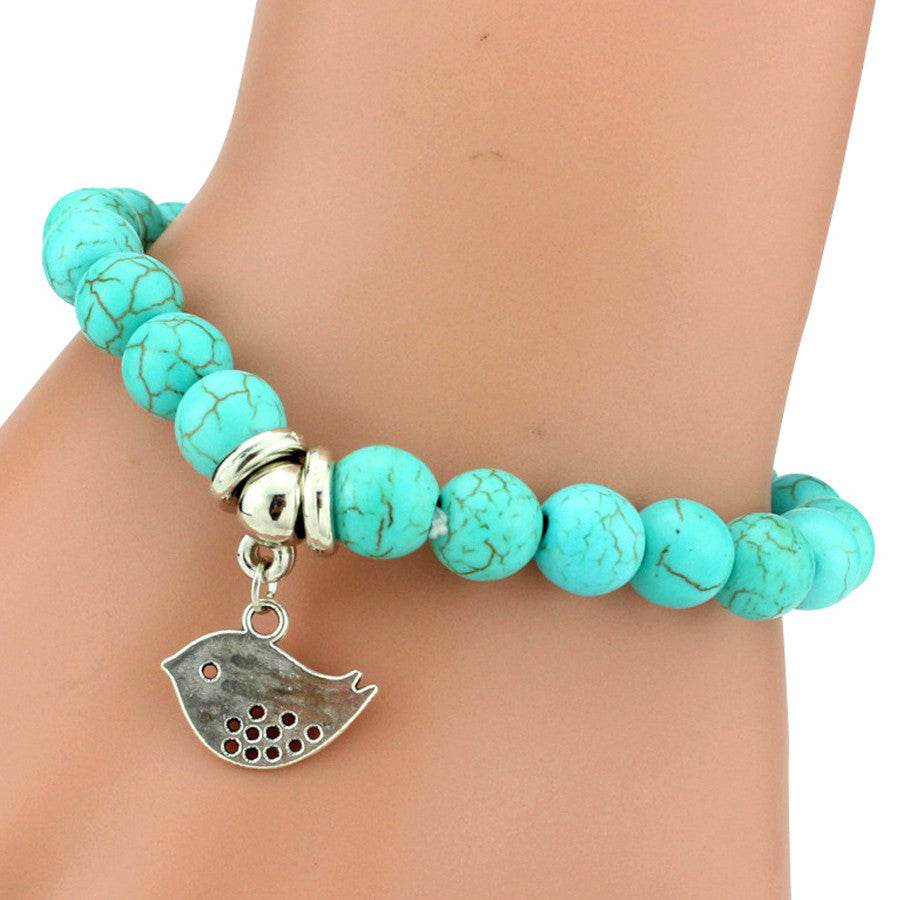 Running Free Turquoise Bead and Charm Bracelet - West Coast Cowgirl