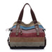 Large tote/messenger bag.  Striped with shoulder strap and handles. Holds everything you need.