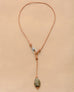 Pyrite stone and leather Y necklace